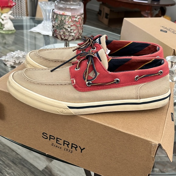 🏝️SPERRY TOPSIDERS (CUTTER 2-EYE MIX CREAM) 10.5 M WORN COUPLE TIMES GREAT COND - Picture 5 of 8